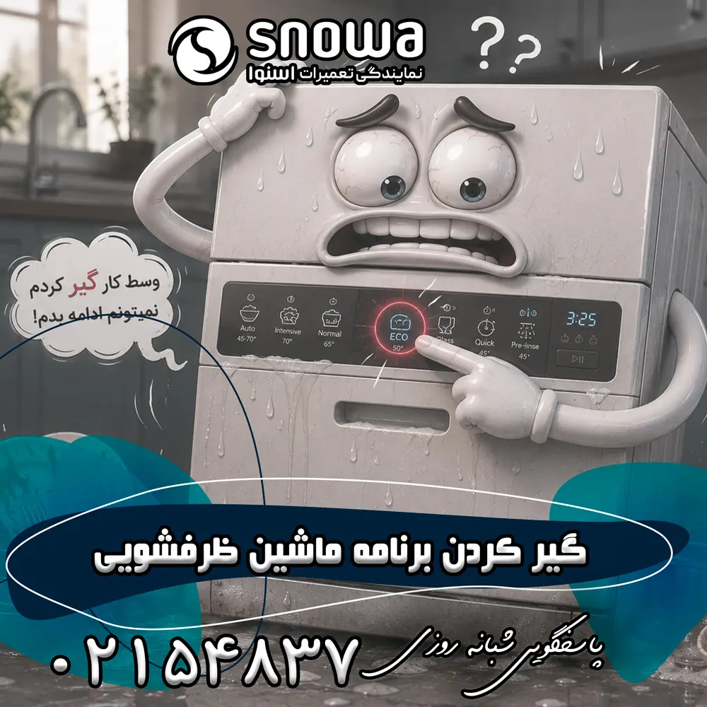 علت گیر کردن برنامه ماشین ظرفشویی اسنوا