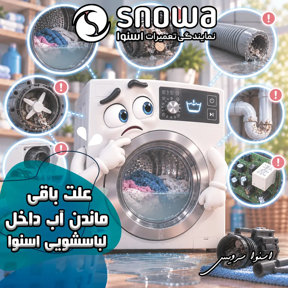 علت باقی ماندن آب داخل لباسشویی اسنوا
