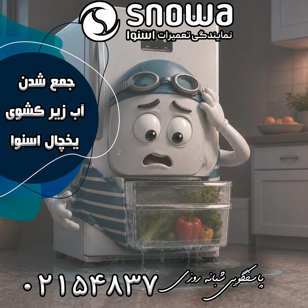  جمع شدن آب زیر کشوی یخچال اسنوا